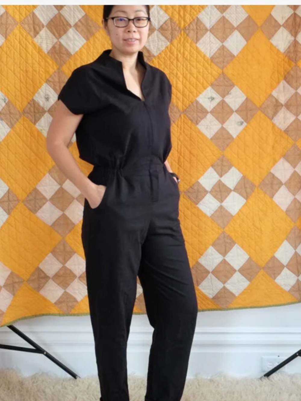 Raw silk jumpsuit